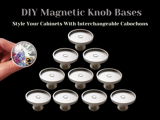 Magnetic Knob Base - Brushed Silver - Set of 10